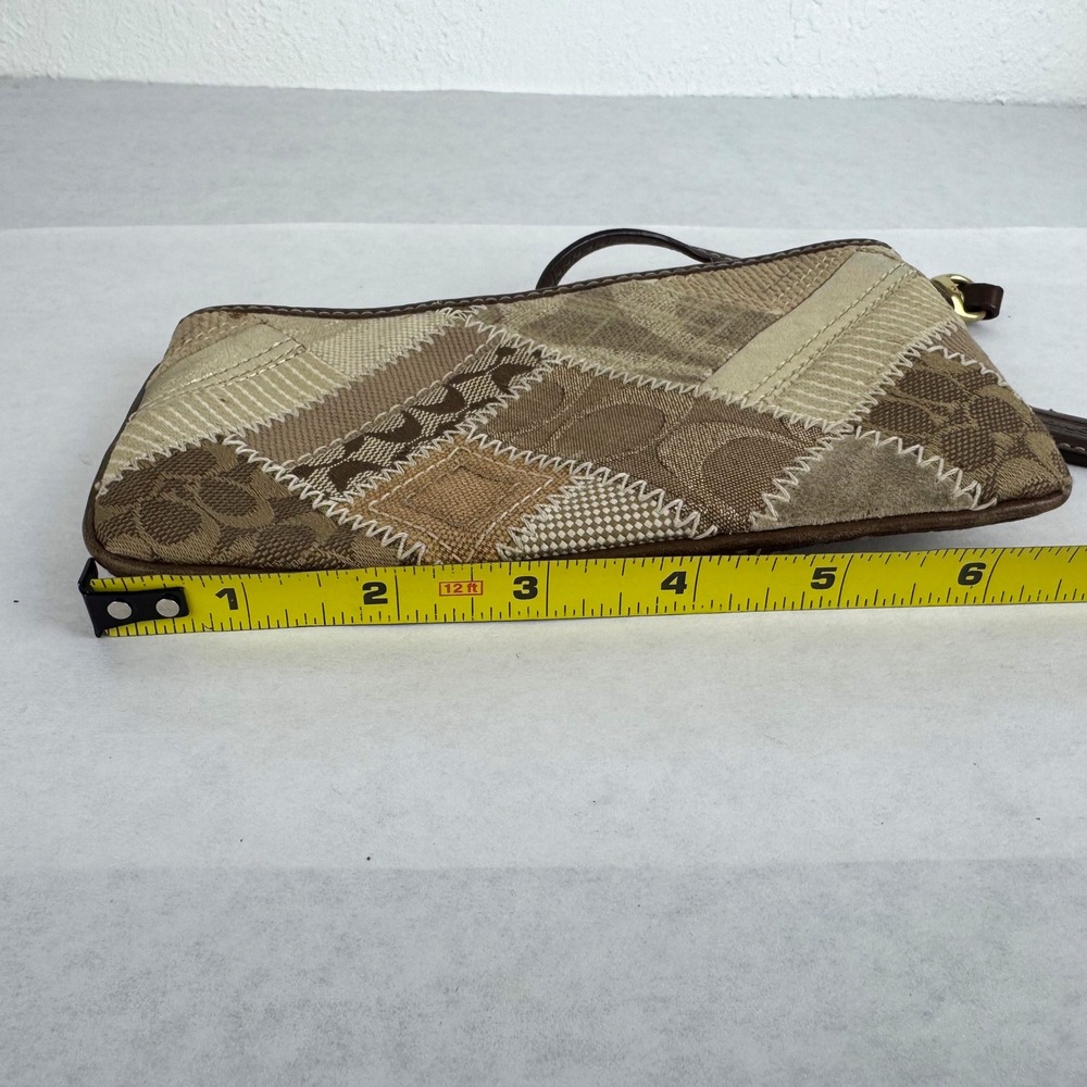 Coach Patchwork Signature C Wristlet Tan Brown Gold Metallic Boho Bag - Picture 5 of 5